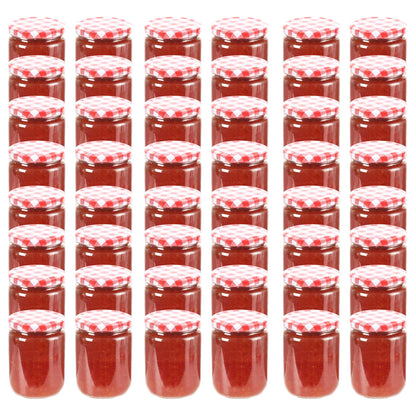 Glass Jam Jars with White and Red Lid 48 pcs 230 ml