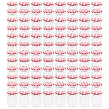 Glass Jam Jars with White and Red Lid 96 pcs 230 ml