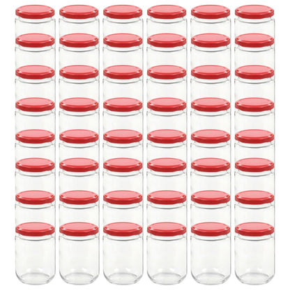 Glass Jam Jars with Red Lid 48 pcs 230 ml