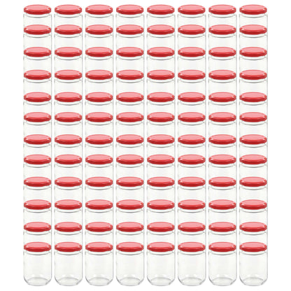 Glass Jam Jars with Red Lid 96 pcs 230 ml