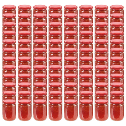 Glass Jam Jars with Red Lid 96 pcs 230 ml