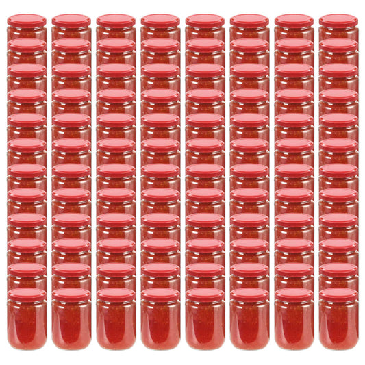 Glass Jam Jars with Red Lid 96 pcs 230 ml