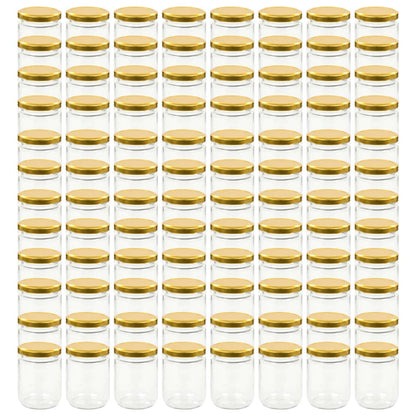Glass Jam Jars with Gold Lid 96 pcs 230 ml