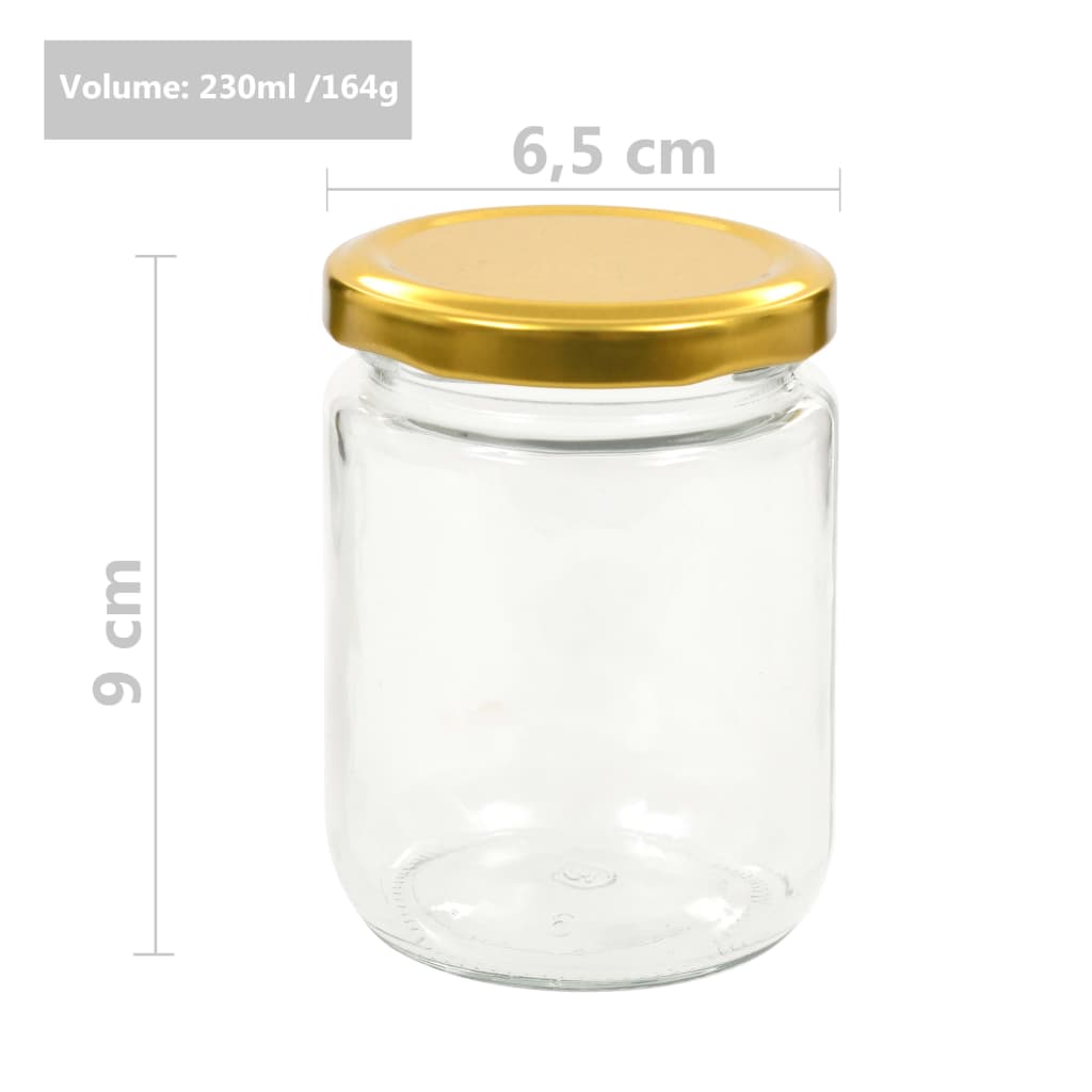 Glass Jam Jars with Gold Lid 96 pcs 230 ml