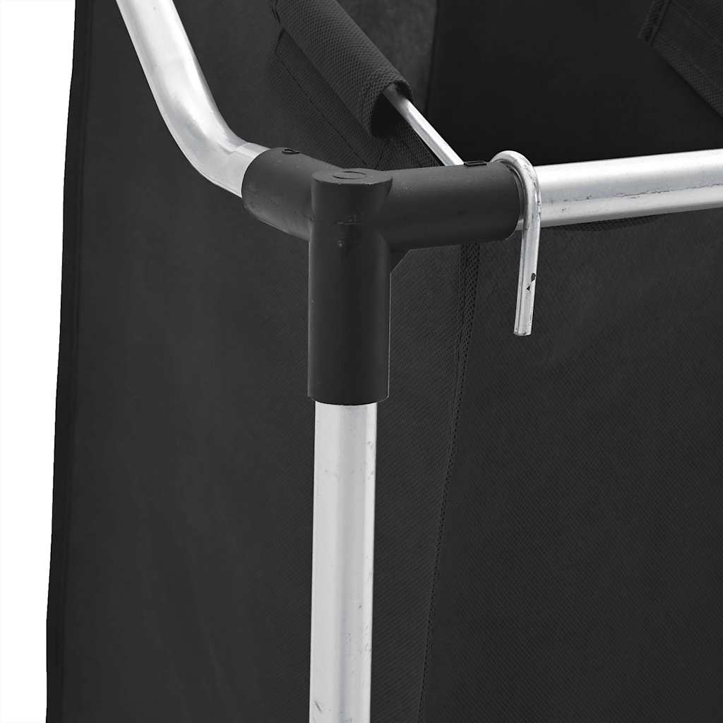 Laundry Sorter with 3 Bags Black Steel