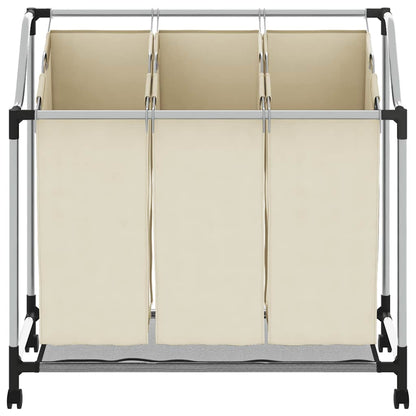 Laundry Sorter with 3 Bags Cream Steel