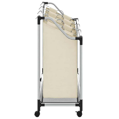Laundry Sorter with 3 Bags Cream Steel