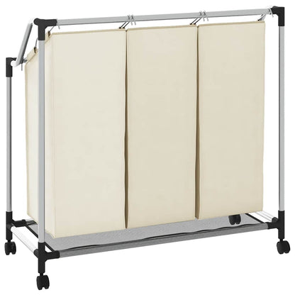 Laundry Sorter with 3 Bags Cream Steel