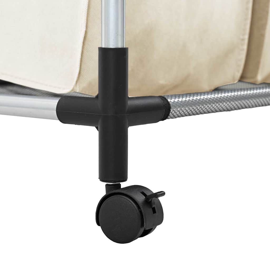 Laundry Sorter with 3 Bags Cream Steel