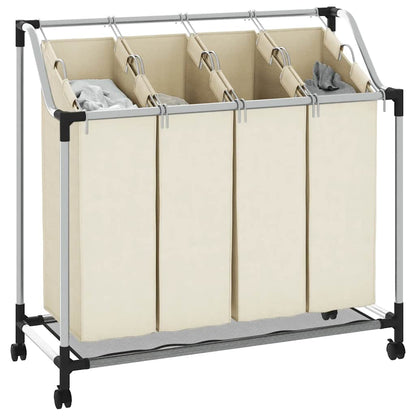 Laundry Sorter with 4 Bags Cream Steel