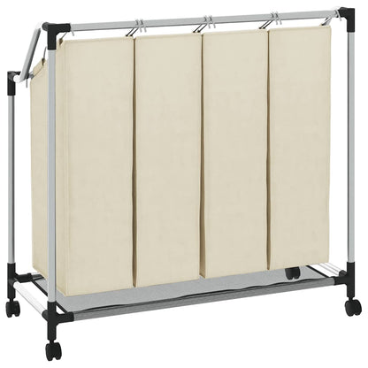 Laundry Sorter with 4 Bags Cream Steel