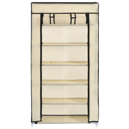 Shoe Cabinet with Cover Cream 58x28x106 cm Fabric