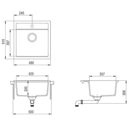 Granite Kitchen Sink Single Basin Beige