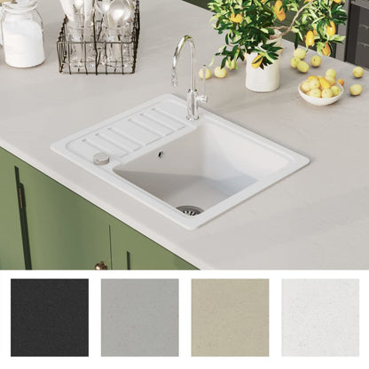 Granite Kitchen Sink Single Basin White
