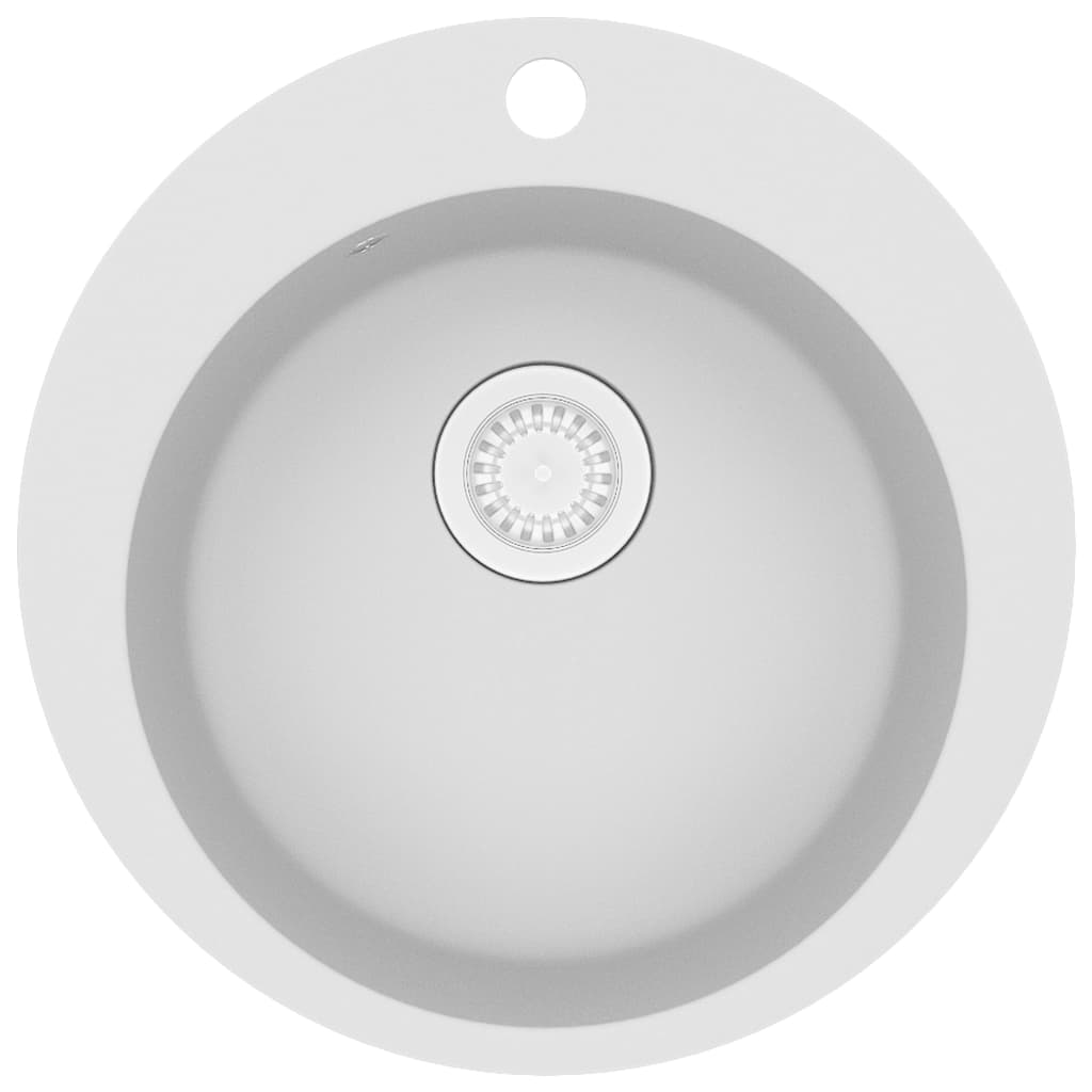 Granite Kitchen Sink Single Basin Round White