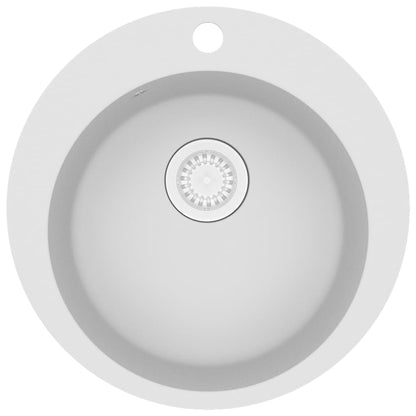 Granite Kitchen Sink Single Basin Round White