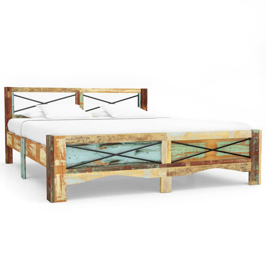 Bed Frame without Mattress Solid Reclaimed Wood 180x200 cm Super King