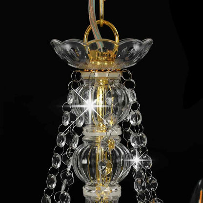 Chandelier with Beads Golden 8 x E14 Bulbs