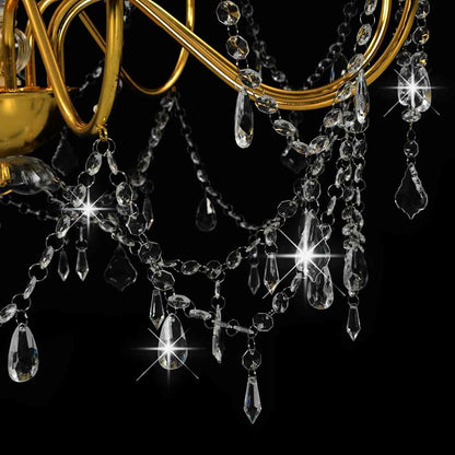 Chandelier with Beads Golden 8 x E14 Bulbs