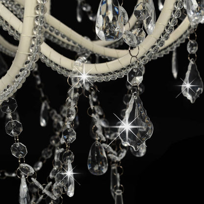 Chandelier with Beads White 12 x E14 Bulbs