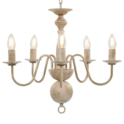 Chandelier Antique White 5 x E14 Bulbs