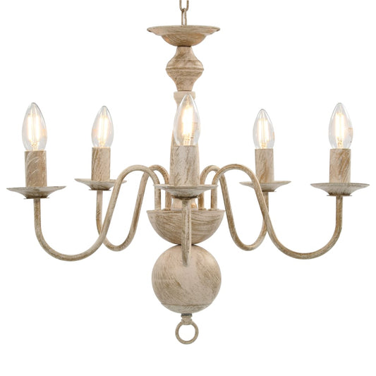 Chandelier Antique White 5 x E14 Bulbs