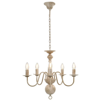 Chandelier Antique White 5 x E14 Bulbs