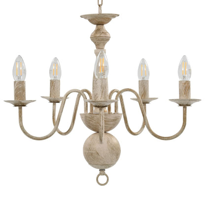 Chandelier Antique White 5 x E14 Bulbs