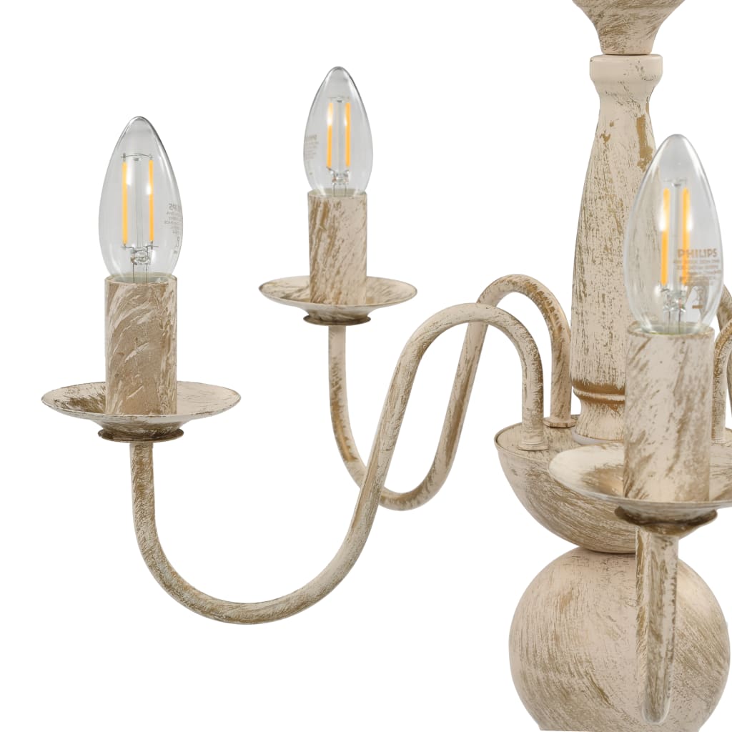 Chandelier Antique White 5 x E14 Bulbs