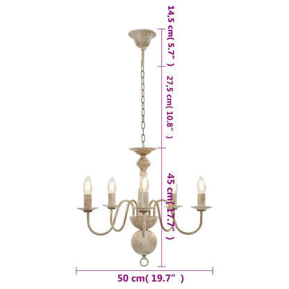 Chandelier Antique White 5 x E14 Bulbs