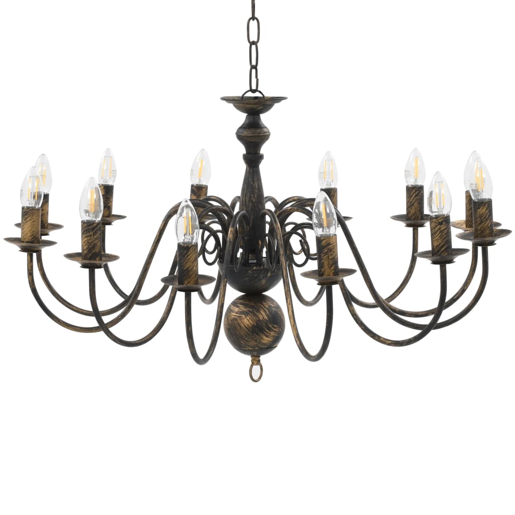 Chandelier Antique Black 12 x E14 Bulbs