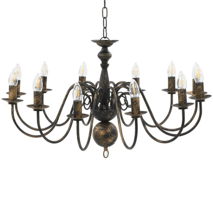 Chandelier Antique Black 12 x E14 Bulbs