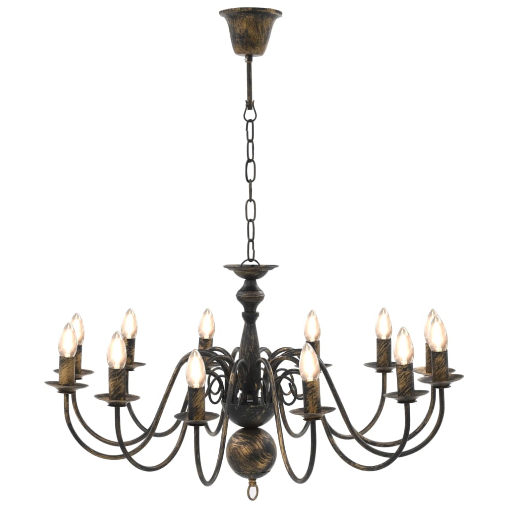 Chandelier Antique Black 12 x E14 Bulbs