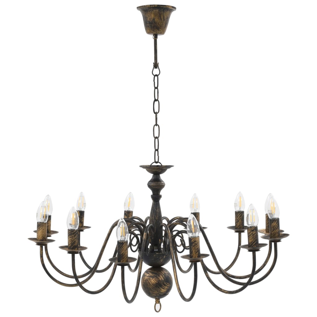 Chandelier Antique Black 12 x E14 Bulbs