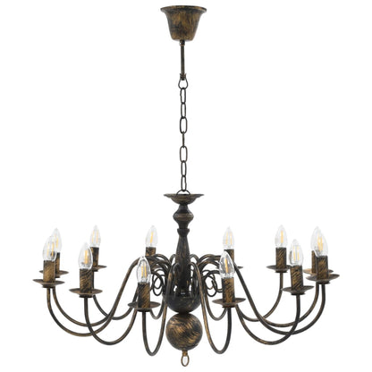Chandelier Antique Black 12 x E14 Bulbs