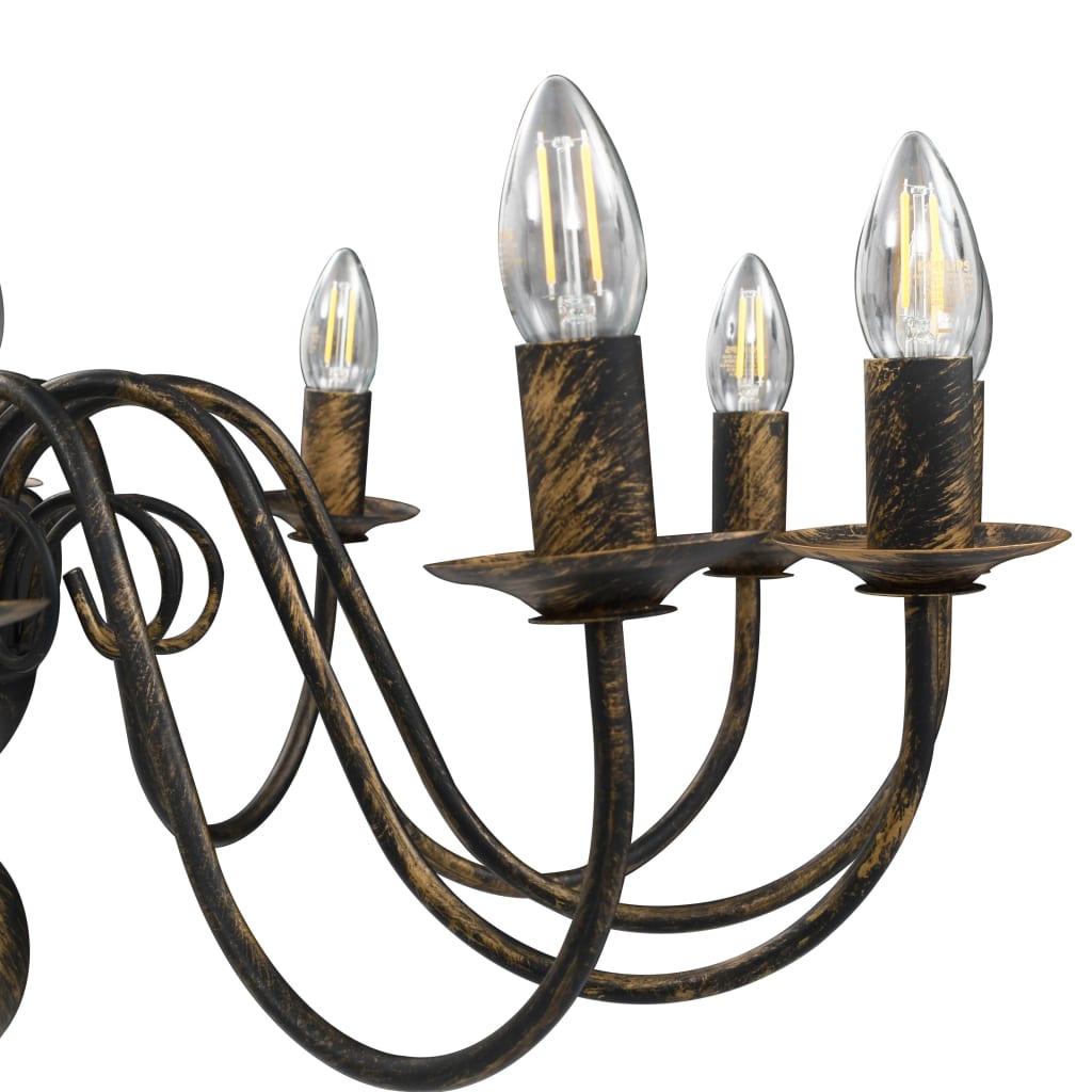 Chandelier Antique Black 12 x E14 Bulbs