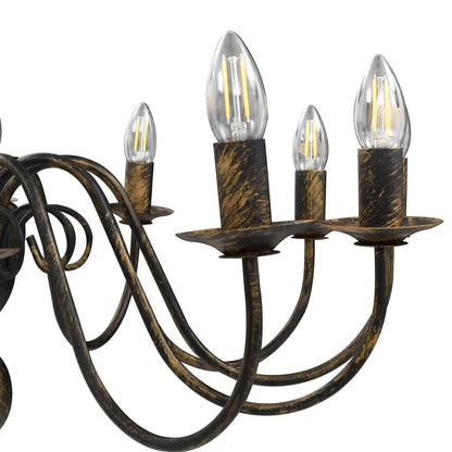 Chandelier Antique Black 12 x E14 Bulbs