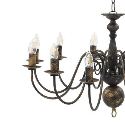 Chandelier Antique Black 12 x E14 Bulbs