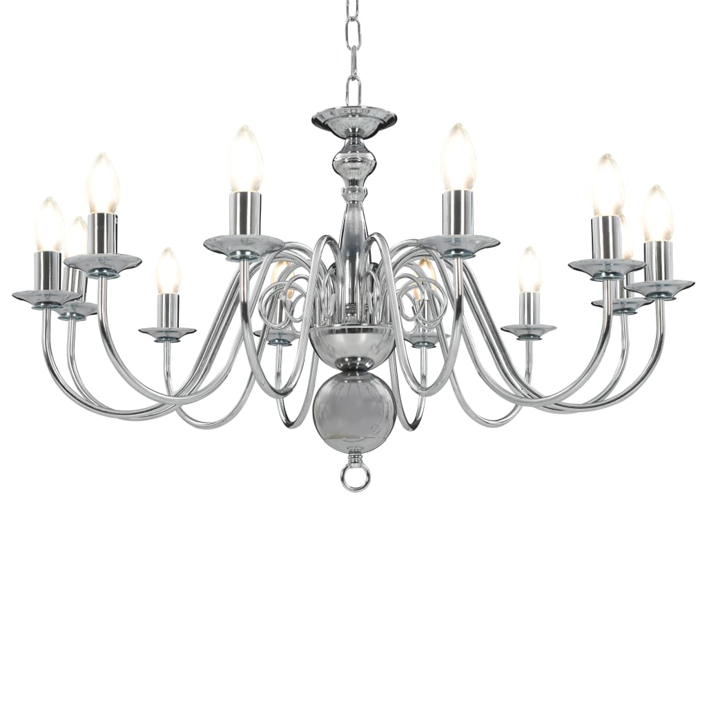 Chandelier Silver 12 x E14 Bulbs