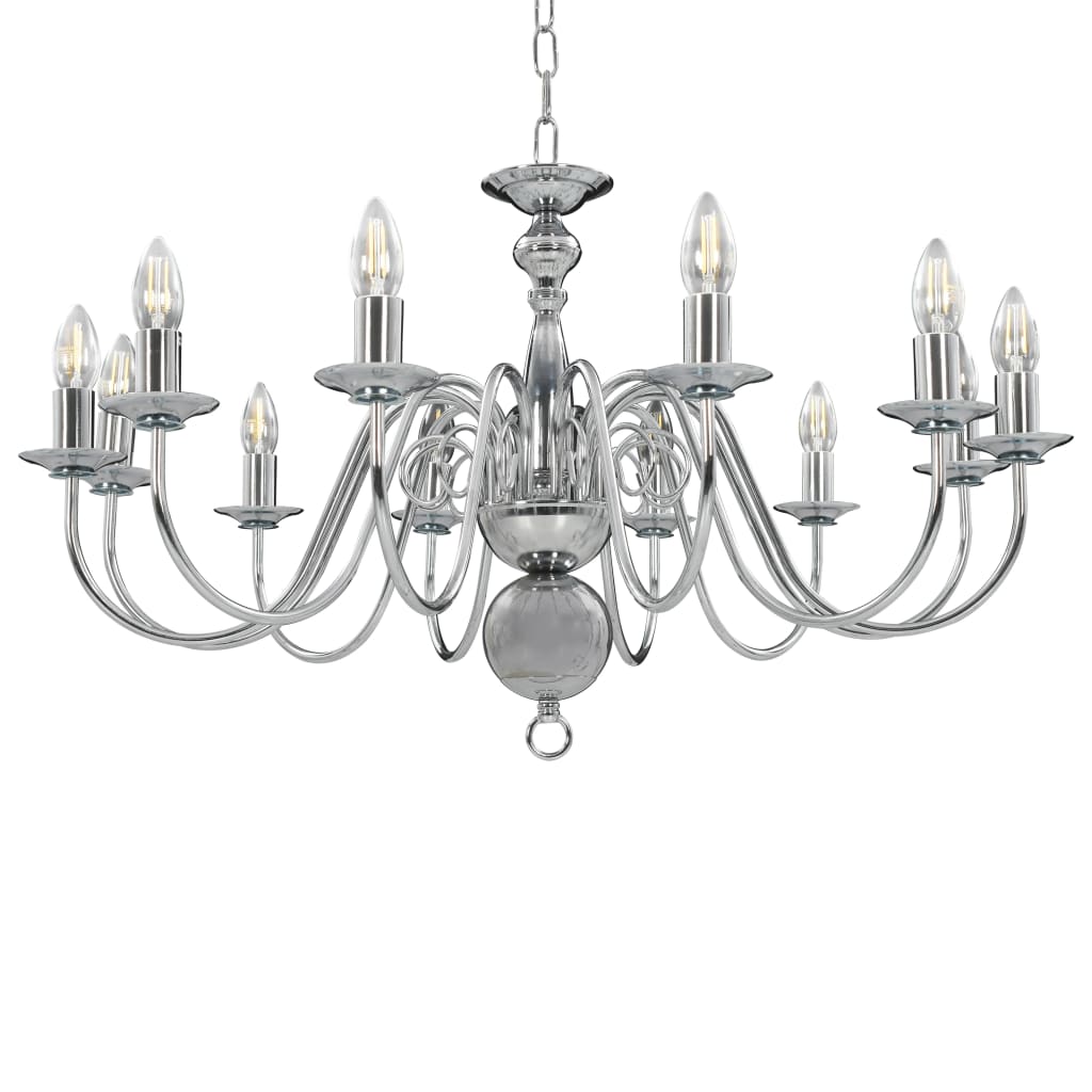 Chandelier Silver 12 x E14 Bulbs