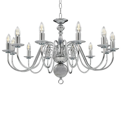 Chandelier Silver 12 x E14 Bulbs