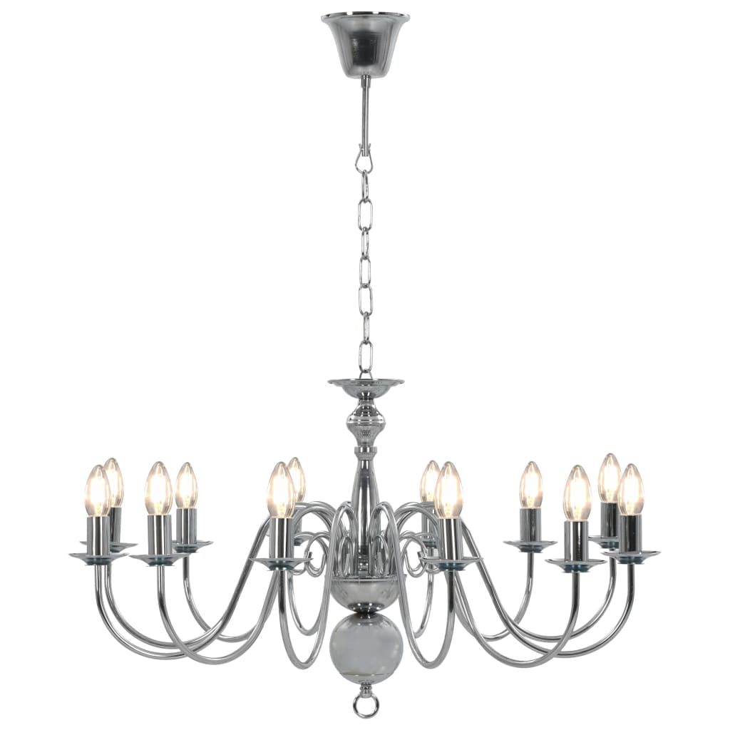 Chandelier Silver 12 x E14 Bulbs