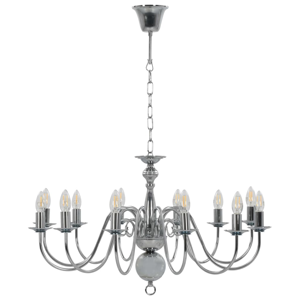 Chandelier Silver 12 x E14 Bulbs