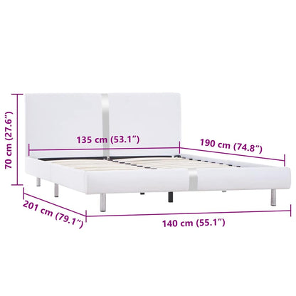 Bed Frame without Mattress White Faux Leather 135x190 cm Double