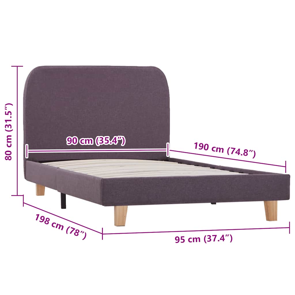 Bed Frame without Mattress Taupe Fabric 90x190 cm Single