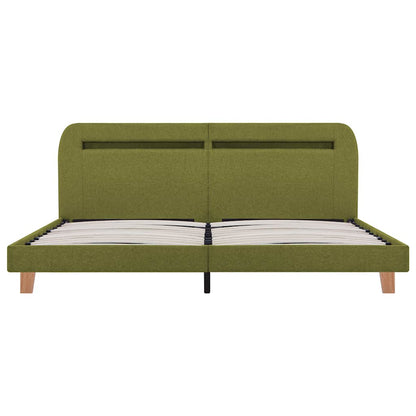 Bed Frame with LED without Mattress Green Fabric 150x200 cm King Size