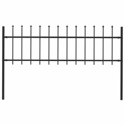 Garden Fence with Spear Top Steel 1.8 m Black