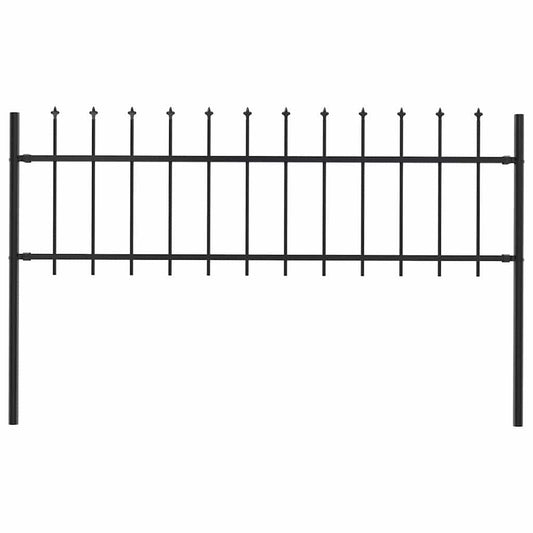 Garden Fence with Spear Top Steel 1.8 m Black
