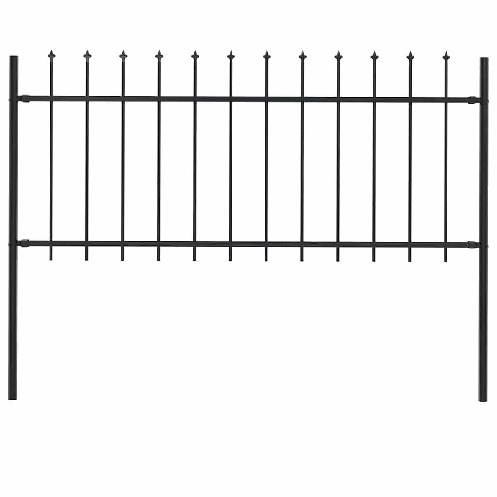 Garden Fence with Spear Top Steel 181x80 cm Black