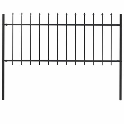 Garden Fence with Spear Top Steel 181x80 cm Black